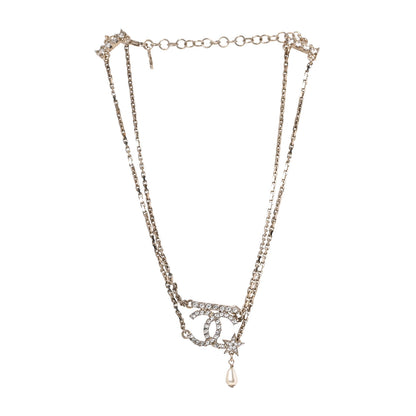 Chanel Pearl Crystal CC Star Choker Necklace Gold 3 of 5
