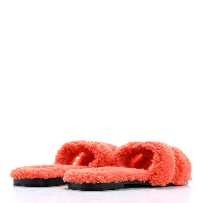 Hermes Woolskin Oran Sandals 37 Orange 5 of 9