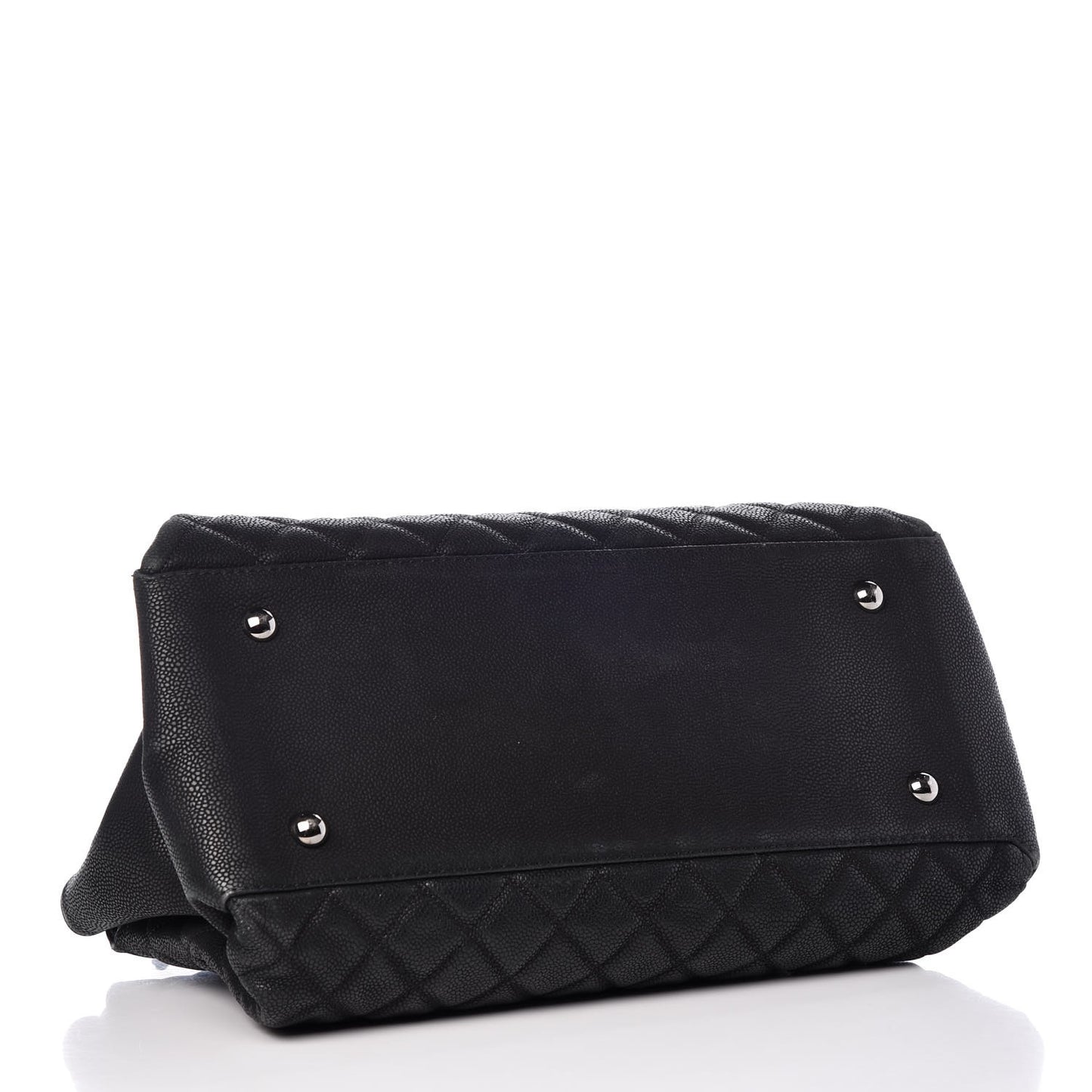 Iridescent Caviar Quilted Lady Pearly Tote Black