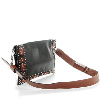 Givenchy Calfskin Studded Postino Fold Over Shoulder Bag Black Pattern 3 of 7