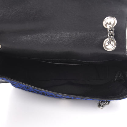 Saint Laurent Pony Hair Calfskin Monogram Leopard Print Medium Punk Chain Bag Blue 5 of 18