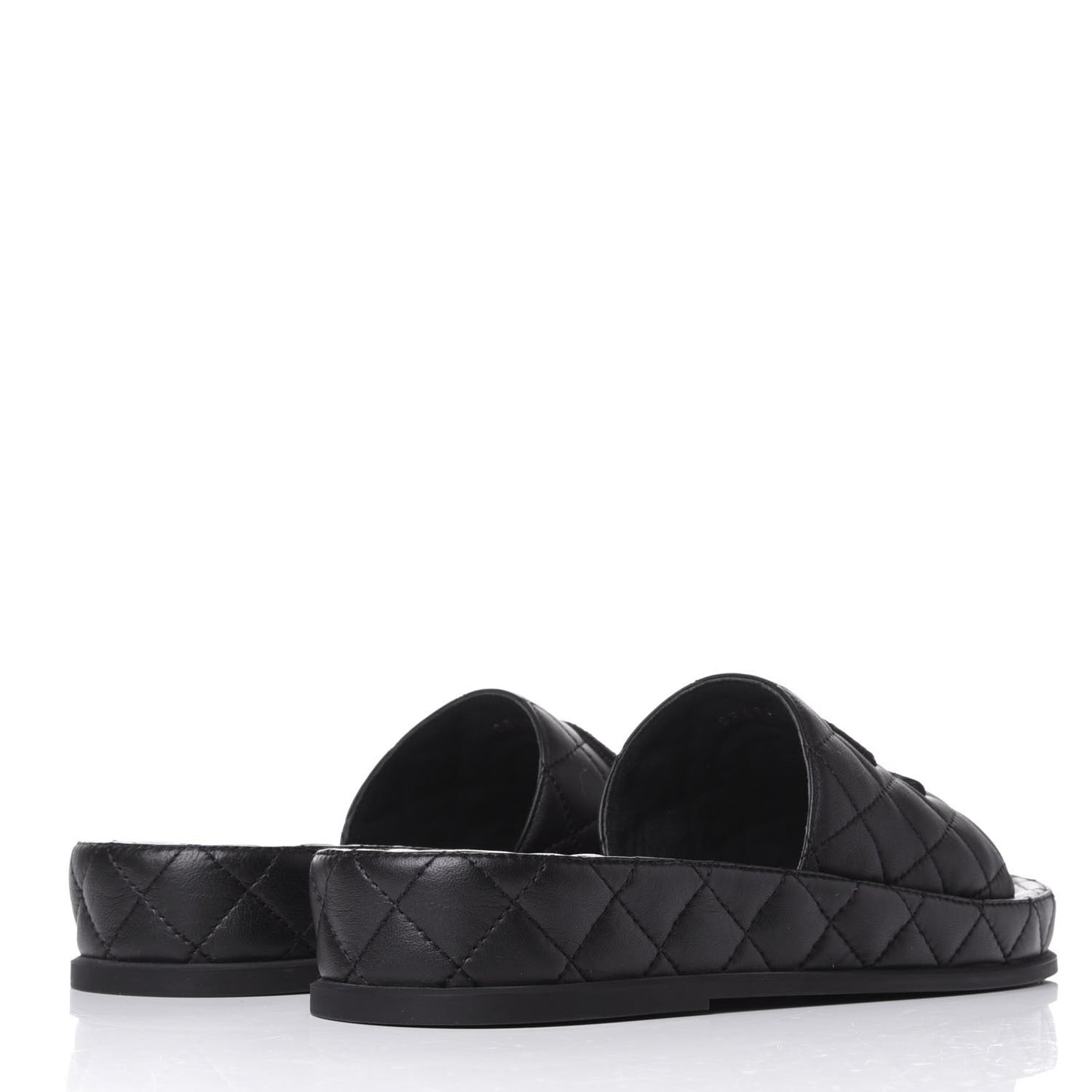 Lambskin Quilted CC Mules Sandals 37 Black