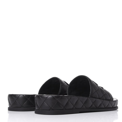 Chanel Lambskin Quilted CC Mules Sandals 37 Black 4 of 11