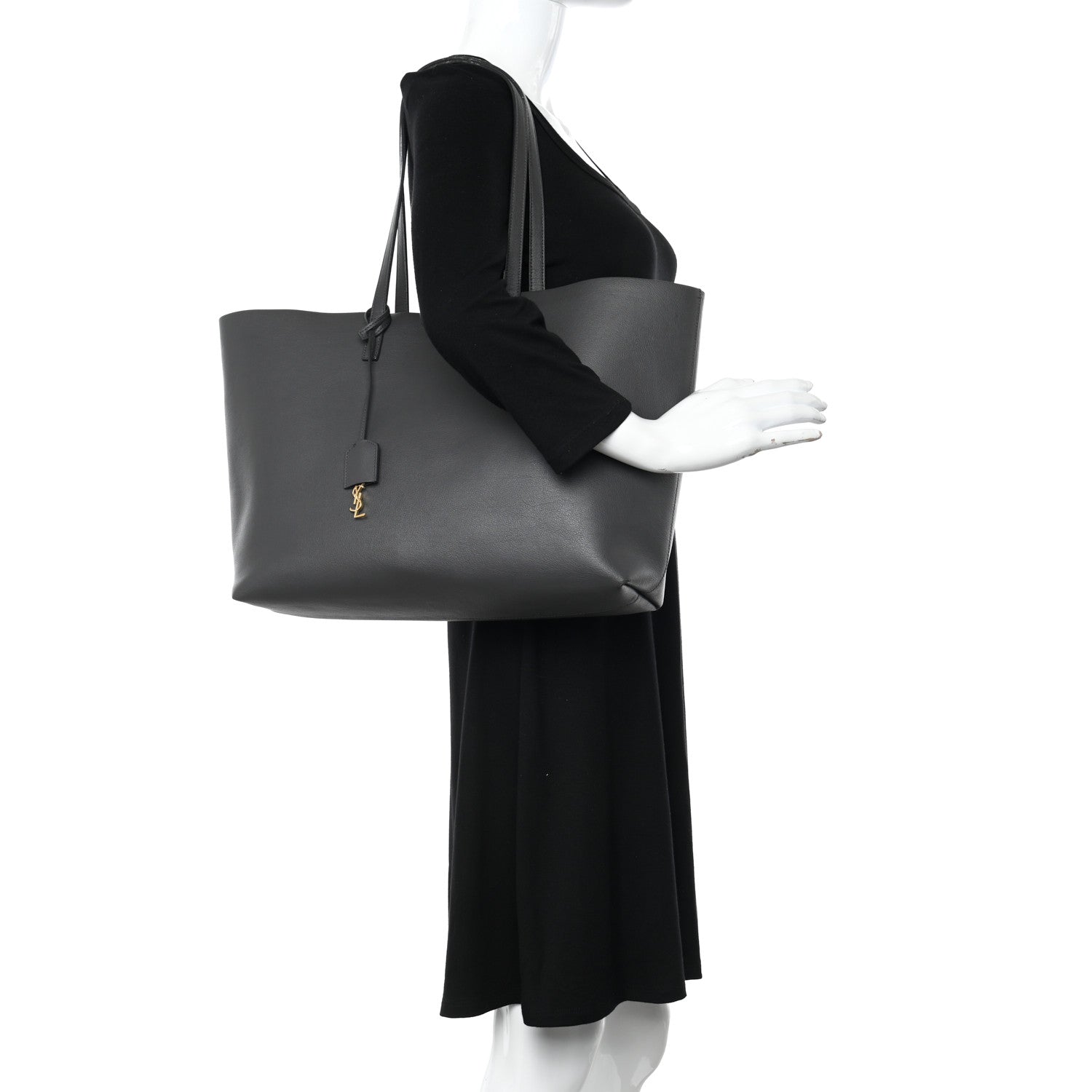 Saint Laurent Calfskin Large Shopping Tote Asphalt 2 of 21