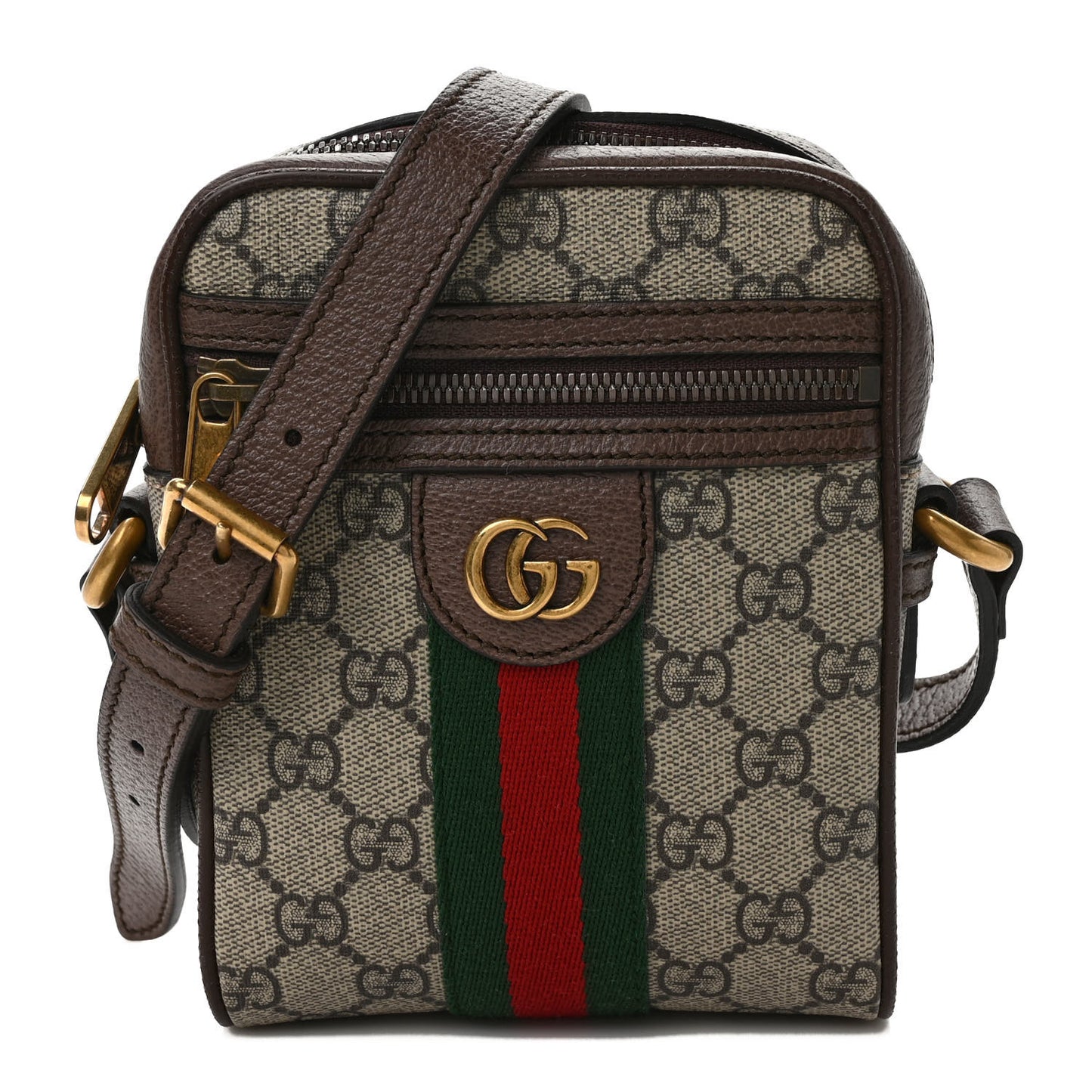GG Supreme Monogram Web Mini Ophidia Messenger Brown