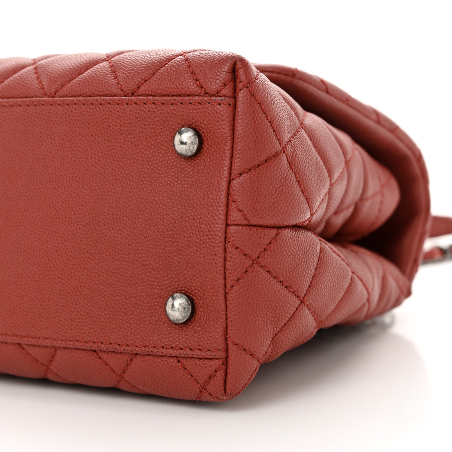 Chanel Caviar Quilted Small Coco Handle Flap Red 10 of 12
