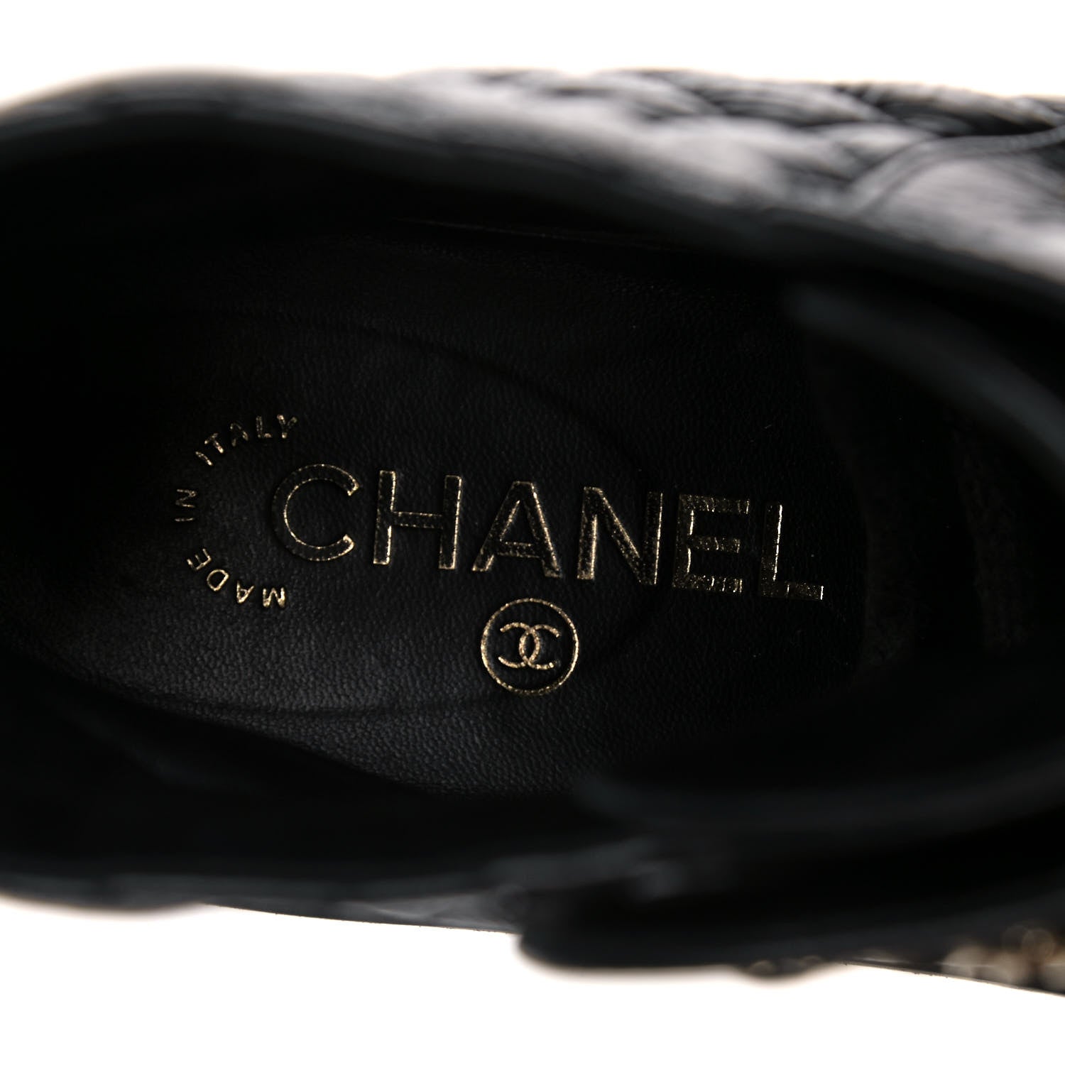 Chanel Shiny Goatskin Calfskin Quilted Lace Up Combat Boots 38.5 Black 8 of 11