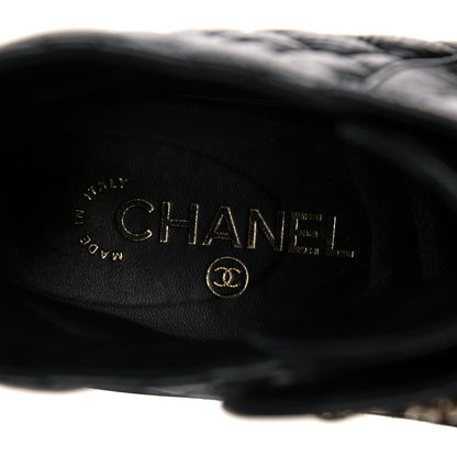 Chanel Shiny Goatskin Calfskin Quilted Lace Up Combat Boots 38.5 Black 8 of 11