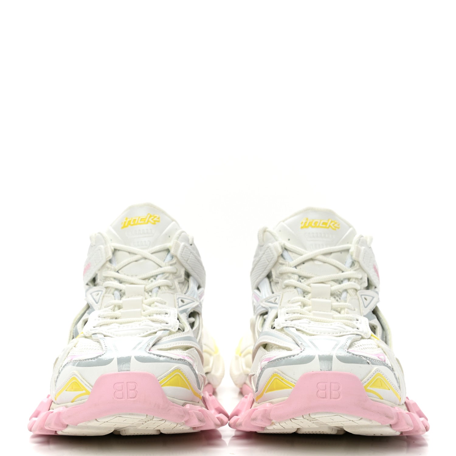 Balenciaga Rubber Mesh Tri-Color Womens Track.2 Open Sneakers 40 Light Yellow Light Pink Light Blue 2 of 9
