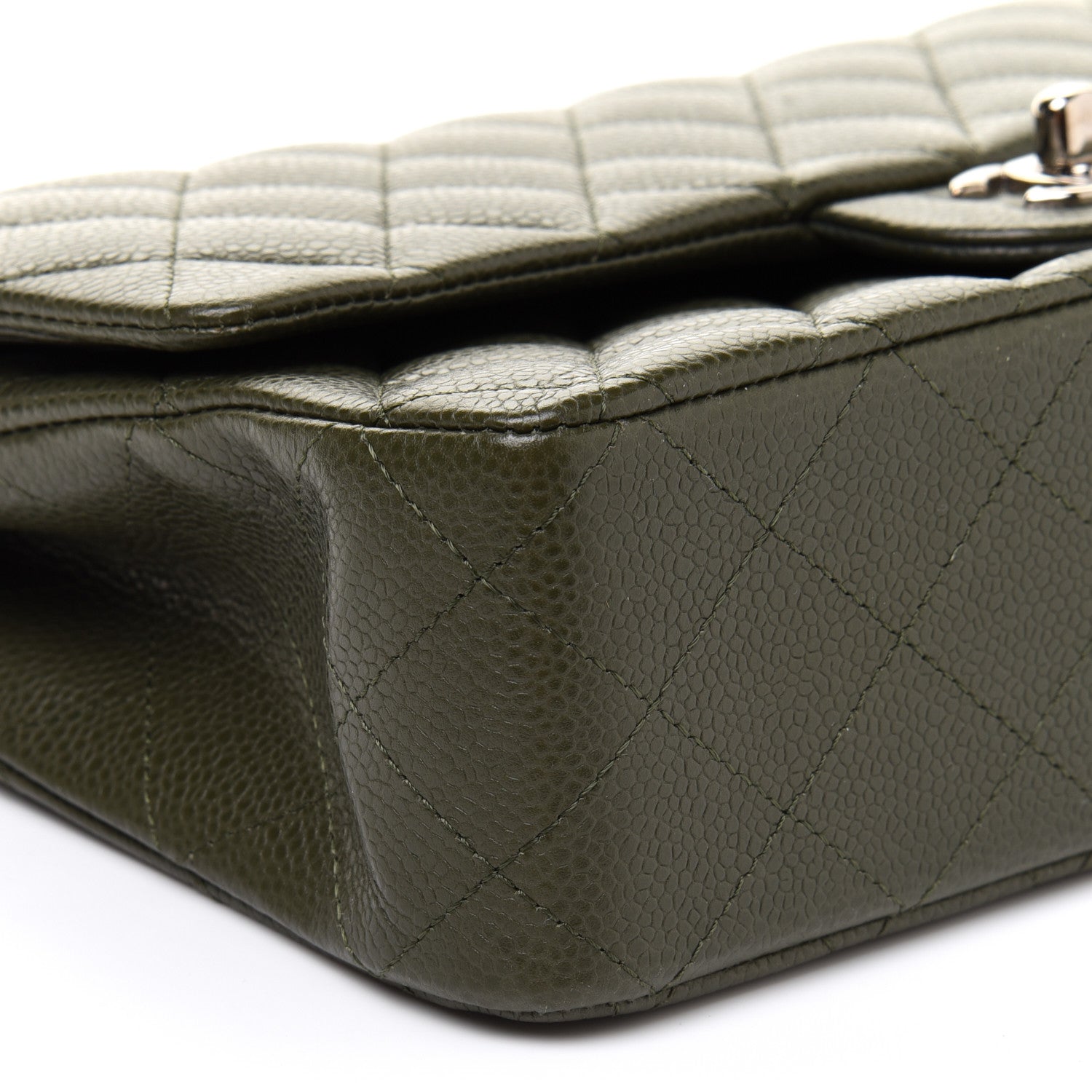 Chanel Caviar Quilted Medium Double Flap Dark Green 9 of 12