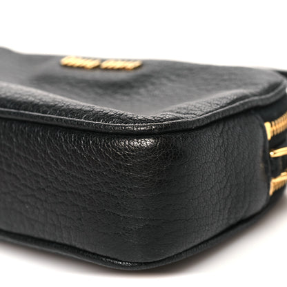Miu Miu Goatskin Madras Double Zip Pochette Clutch Black 10 of 11