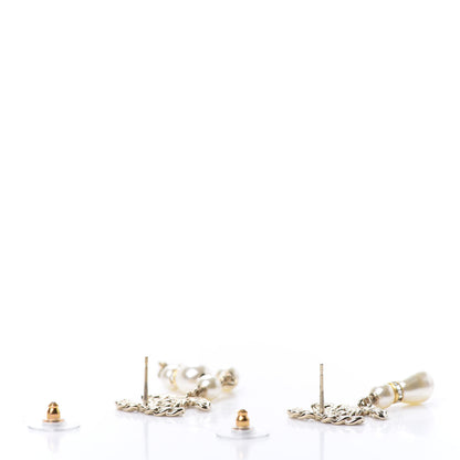 Chanel Crystal Pearl Pearls Coronation Uneven Earrings Gold 3 of 5