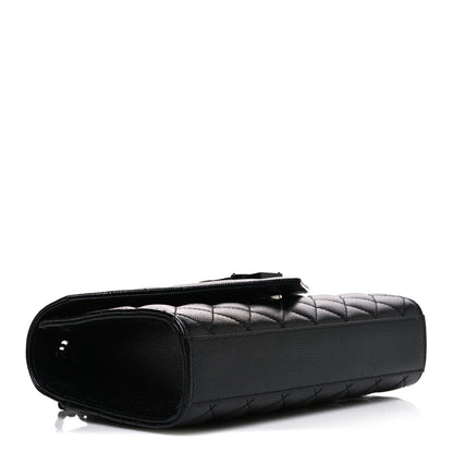 Saint Laurent Grain De Poudre Textured Mixed Matelasse Triquilt Small Monogram Monochrome Satchel Black 3 of 8