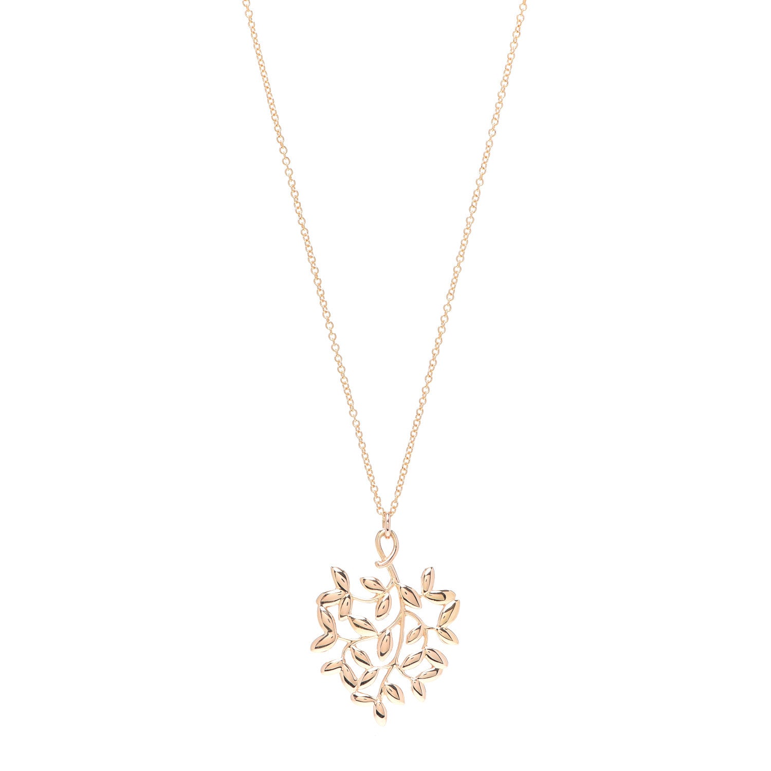 Tiffany 18K Yellow Gold Small Paloma Picasso Olive Leaf Pendant Necklace 1 of 6