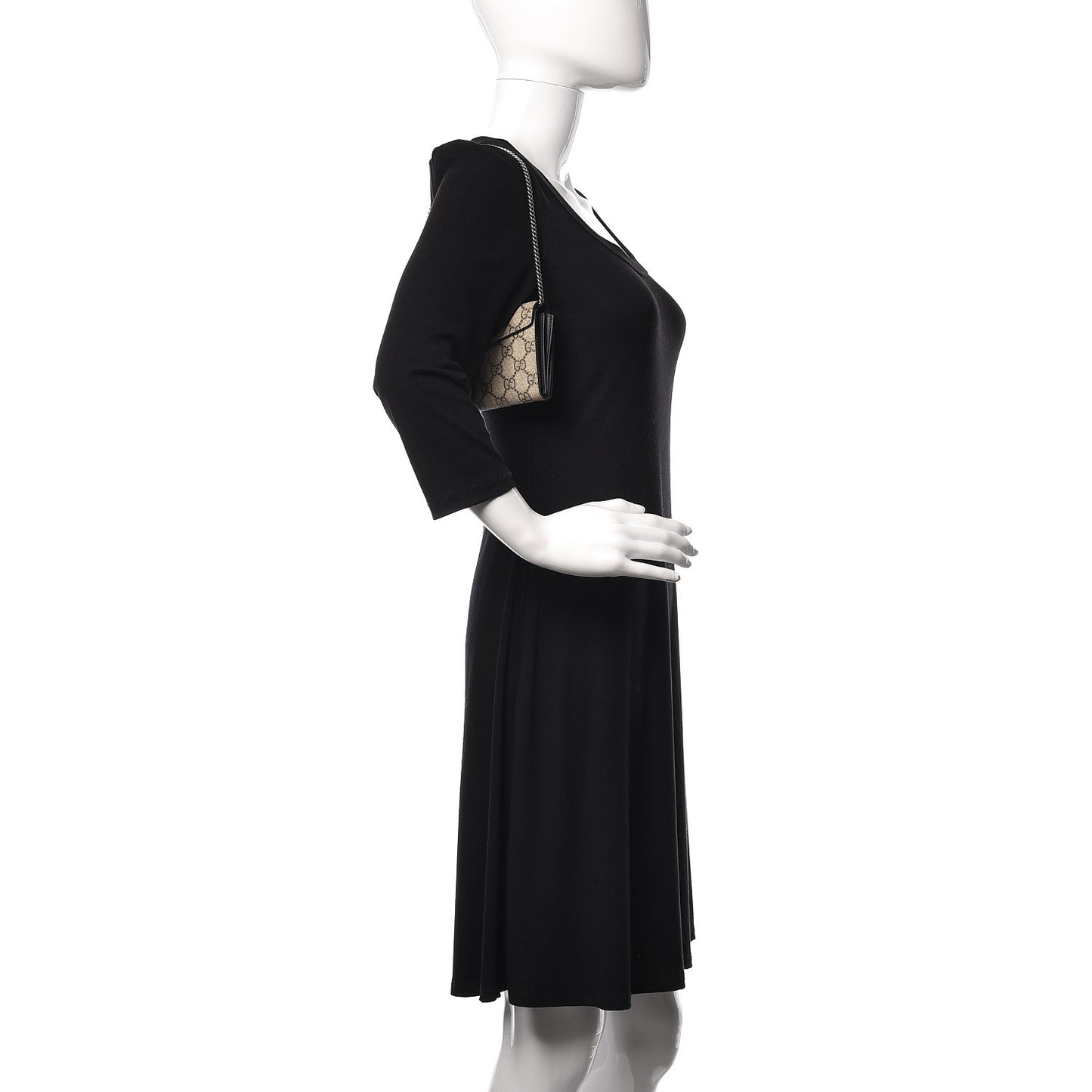 GG Supreme Monogram Dionysus Chain Clutch Wallet Beige Black