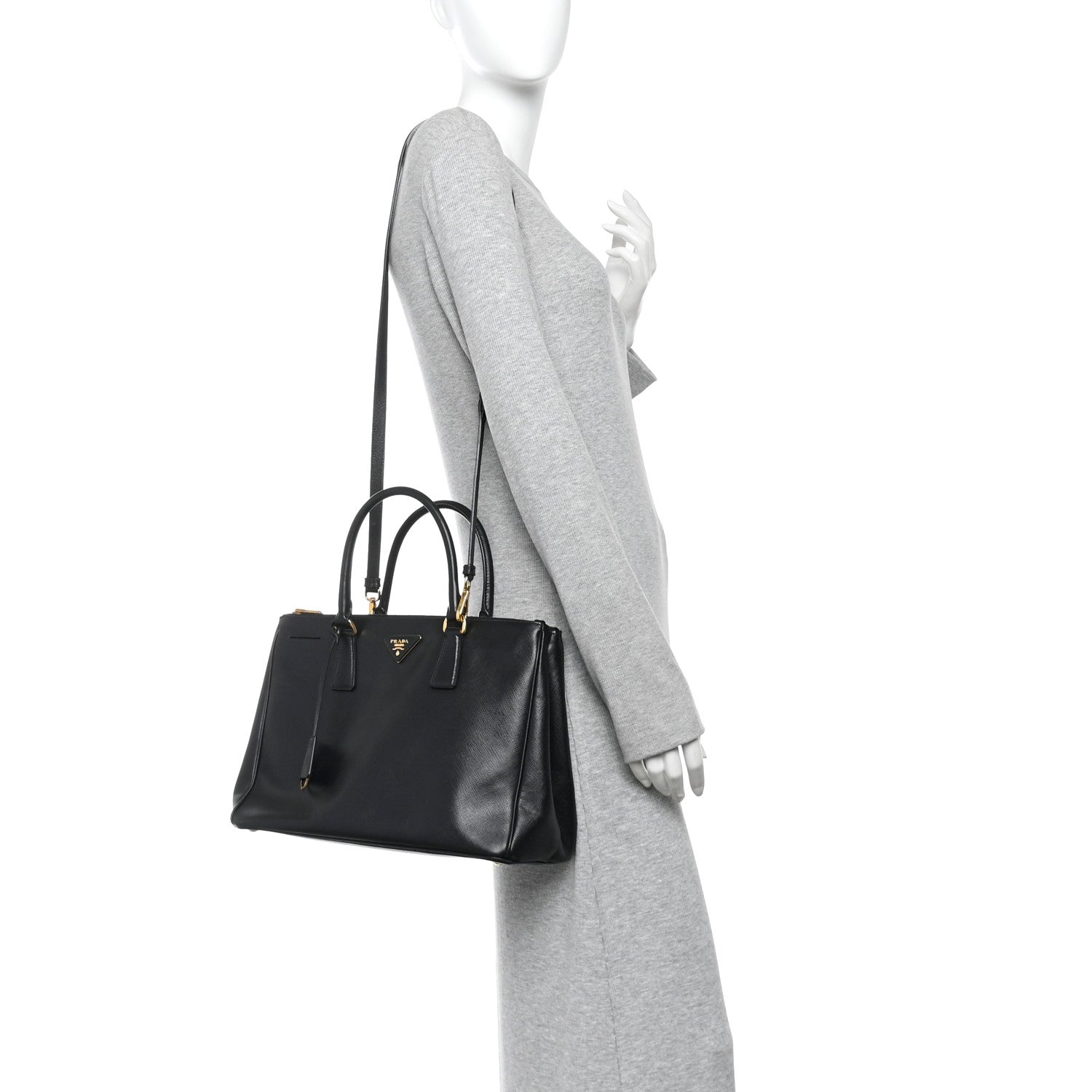 Prada Saffiano Medium Galleria Double Zip Tote Black 2 of 11