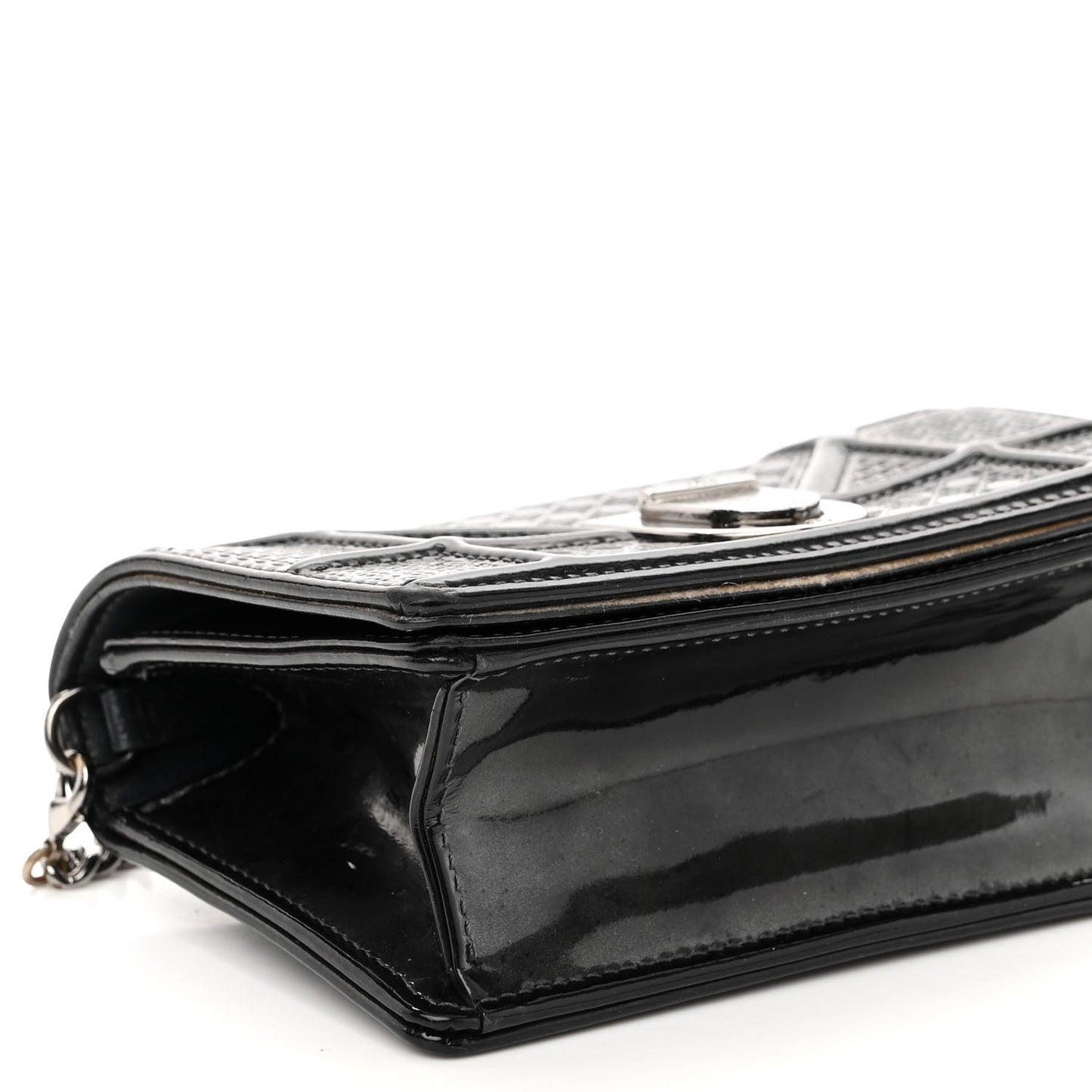 Patent Micro-Cannage Baby Diorama Flap Bag Black