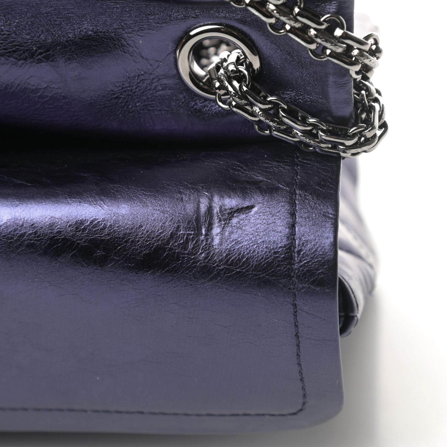 Chanel Metallic Aged Calfskin Quilted 2.55 Reissue 226 Flap Dark Navy Blue 12 of 12