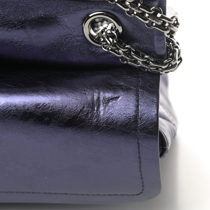 Chanel Metallic Aged Calfskin Quilted 2.55 Reissue 226 Flap Dark Navy Blue 12 of 12