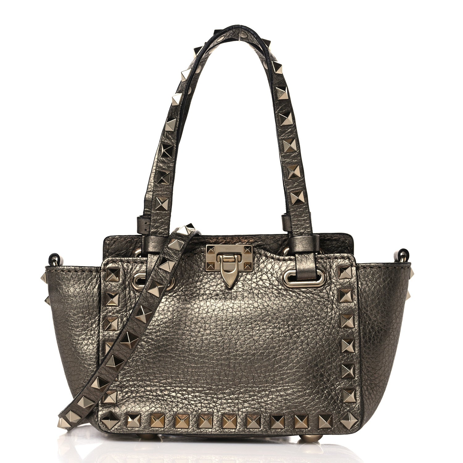 Valentino Garavani Metallic Alce Printed Calfskin Mini Rockstud Tote Sasso 1 of 7