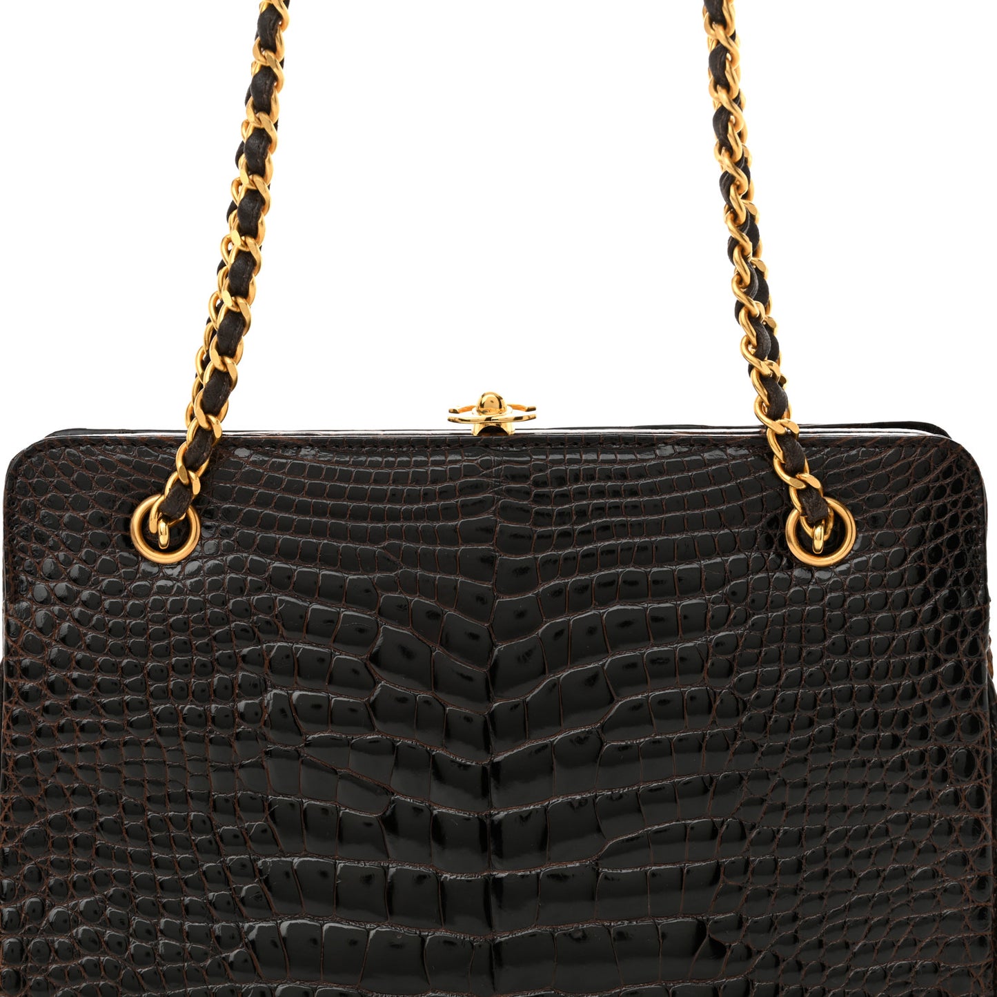 Alligator Chain Bag Dark Brown