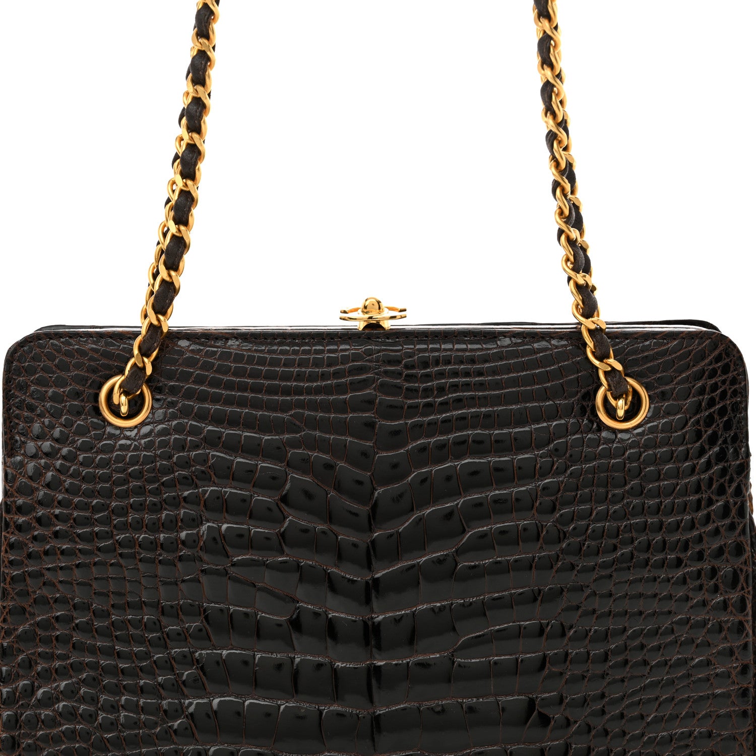 Chanel Alligator Chain Bag Dark Brown 9 of 12