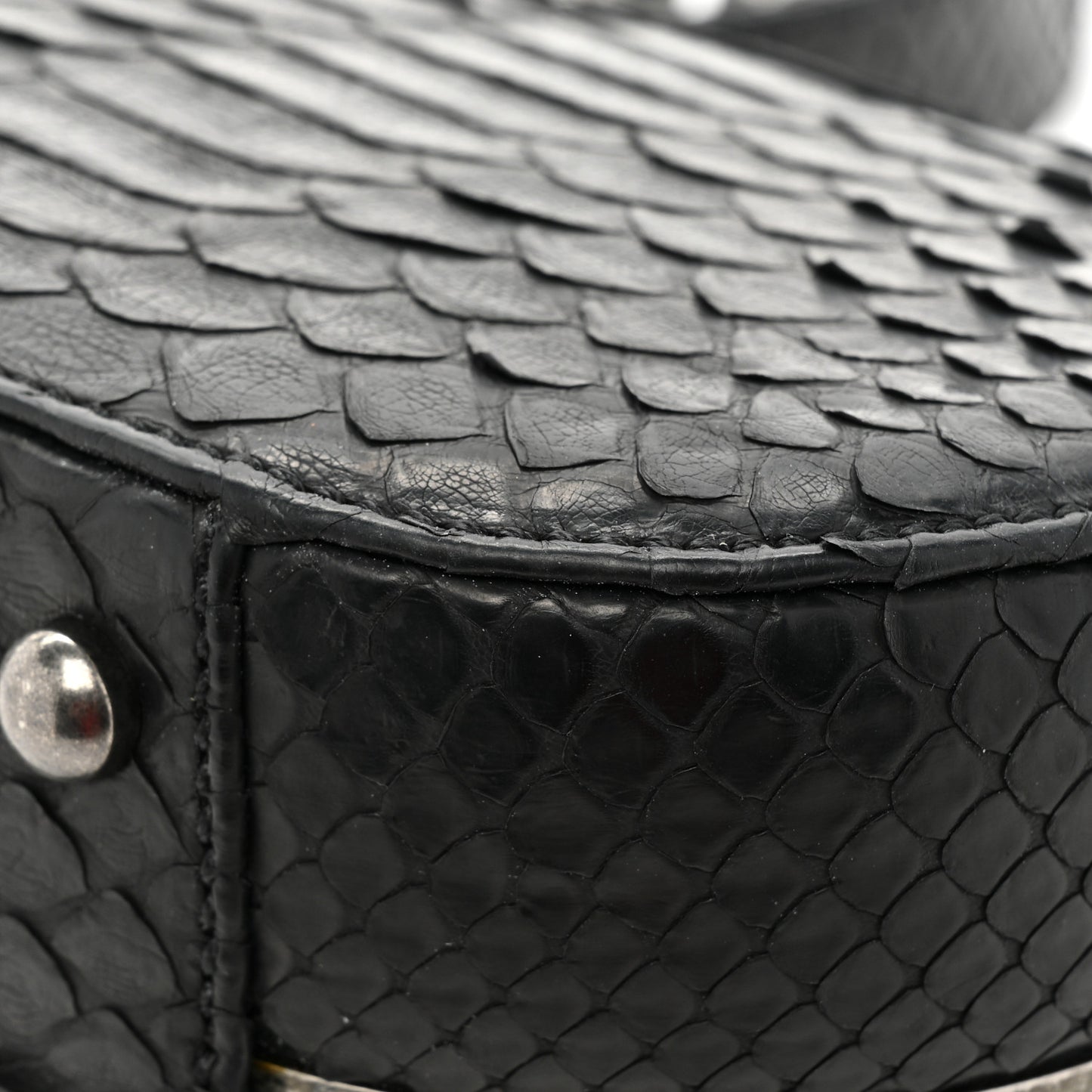 Snakeskin Box Kisslock Crosssbody Black
