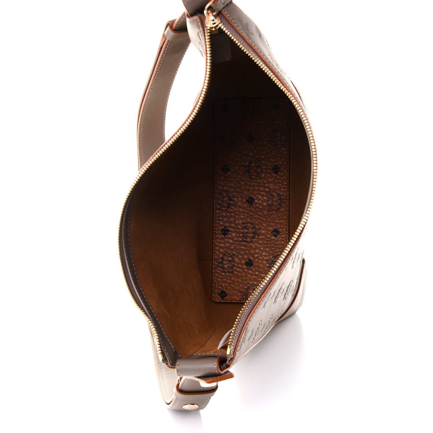 MCM Calfskin Ottomar Monogram Medium Klara Hobo Urban Taupe 5 of 9