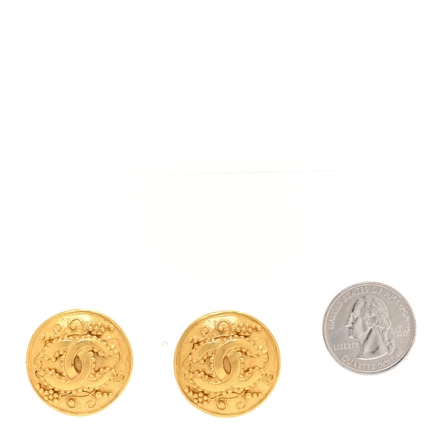 Metal CC Button Clip On Earrings Gold