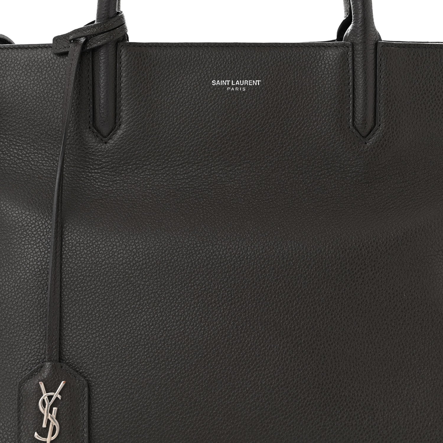 Saint Laurent Grained Calfskin Medium Cabas Rive Gauche Coal 8 of 10