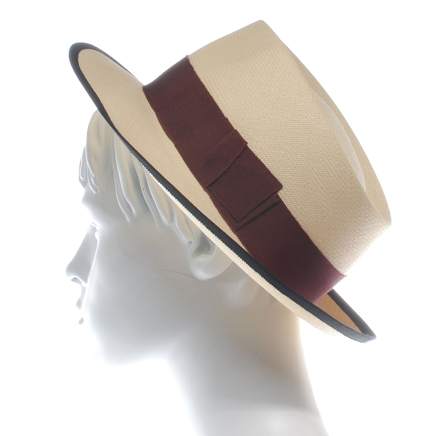 Chapeau Malibu Fedora Hat Size 59 Naturel Grenat Noir