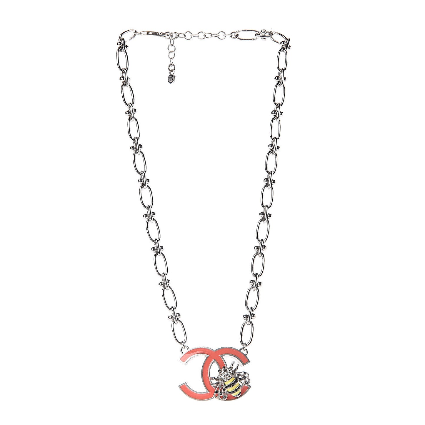 Crystal Bee Pendant Necklace Silver Multicolor