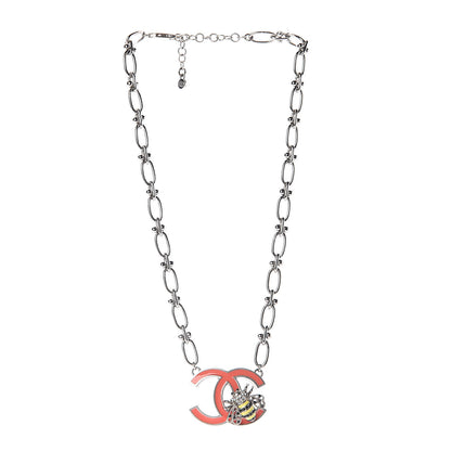Chanel Crystal Bee Pendant Necklace Silver Multicolor 3 of 4