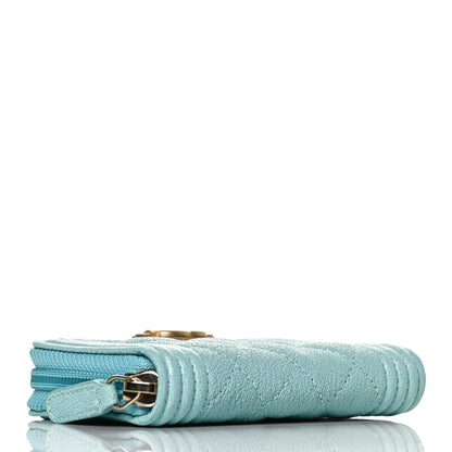 Chanel Caviar Quilted Boy Zip Around Coin Purse Wallet Turquoise 4 of 10