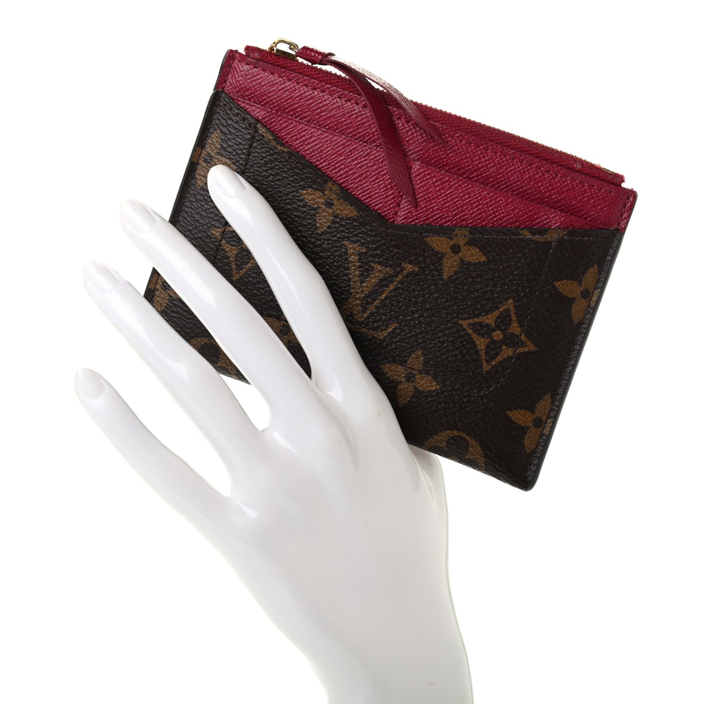 Monogram Zipped Card Holder Fuchsia
