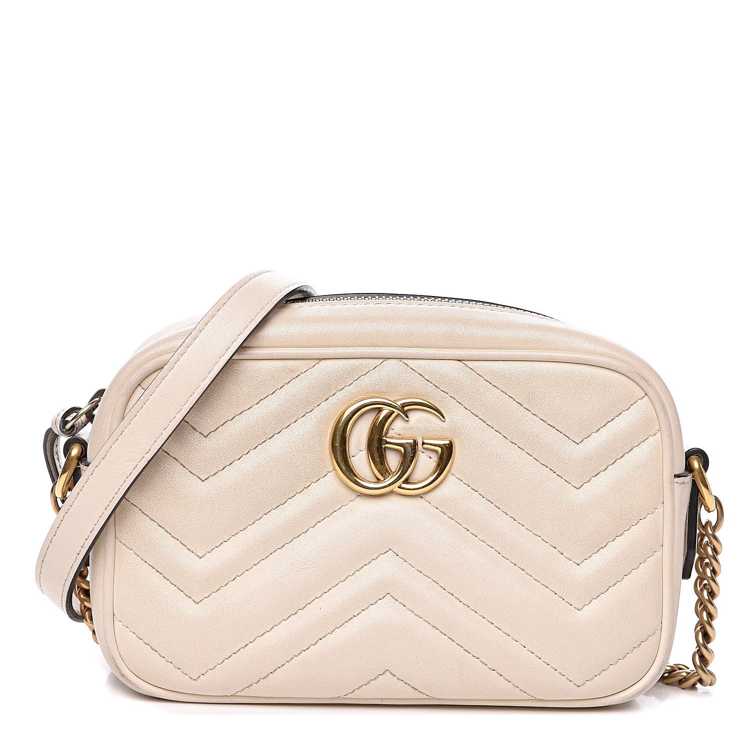 Gucci Calfskin Matelasse Mini GG Marmont Chain Shoulder Bag White 1 of 19