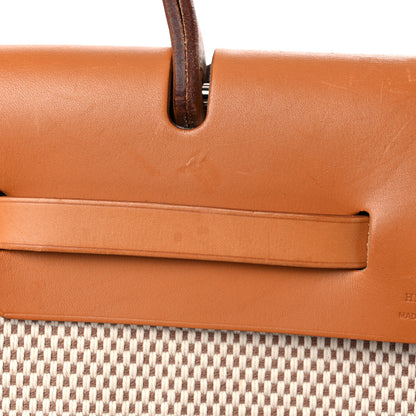 Hermes Toile Vache Calfskin Herbag 30 PM Black Natural 11 of 16
