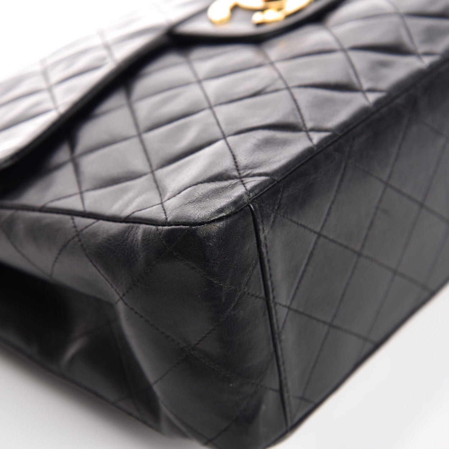 Lambskin Quilted XL Jumbo Single Flap Black