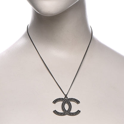 Chanel Crystal Large CC Necklace Dark Silver 2 of 8