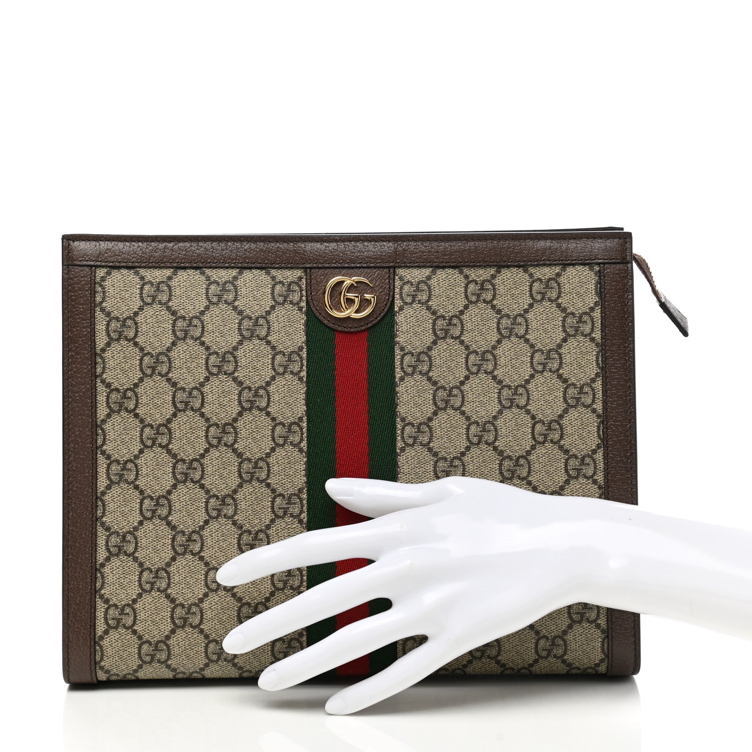 Gucci GG Supreme Monogram Web Ophidia Pouch Brown 2 of 7