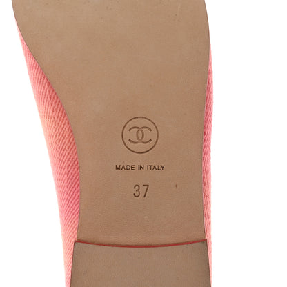 Chanel Fabric Cap Toe CC Ballerina Flats 37 Coral Pink Orange 8 of 10