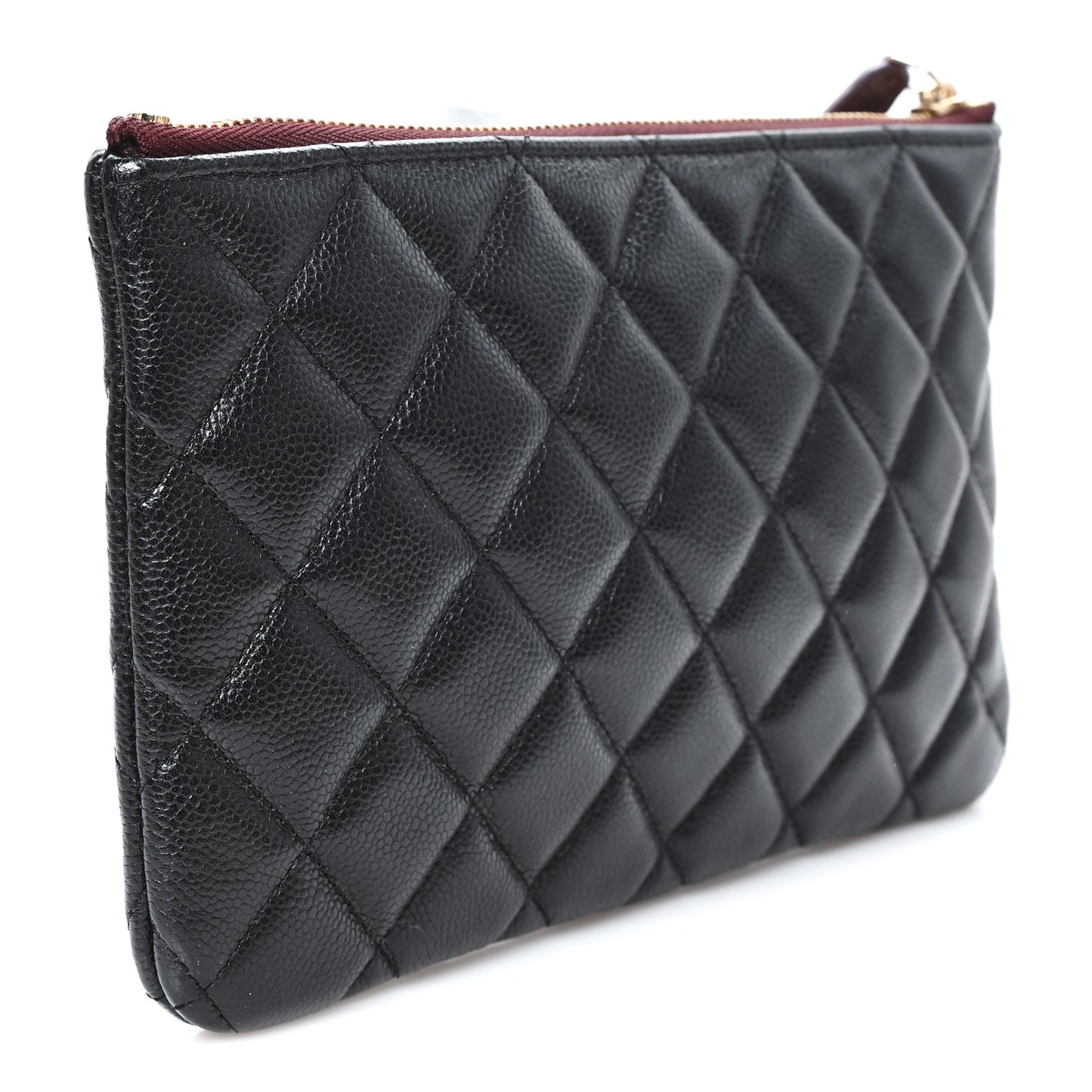 Caviar Quilted Small Zipped Pouch Black
