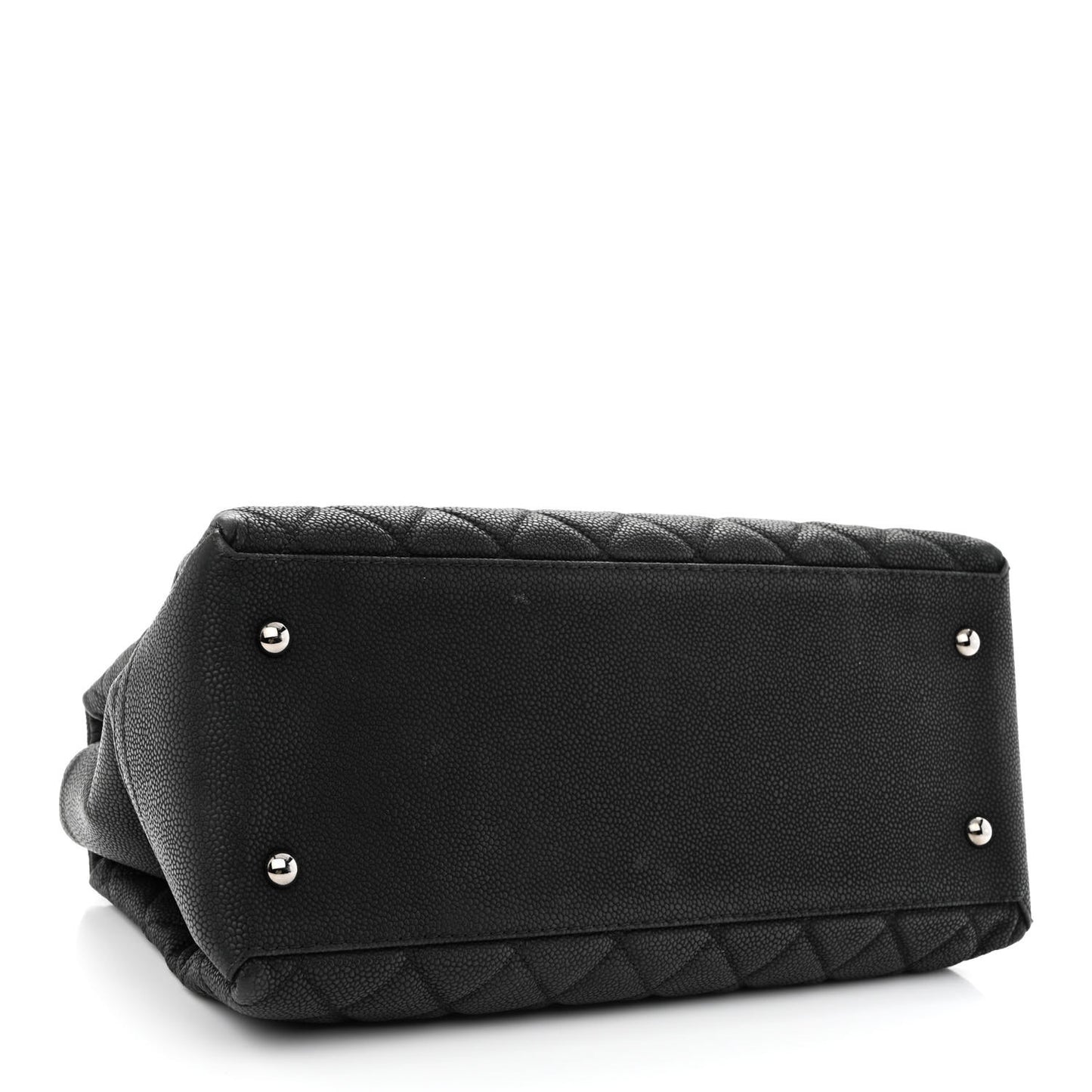 Iridescent Caviar Quilted Lady Pearly Tote Black