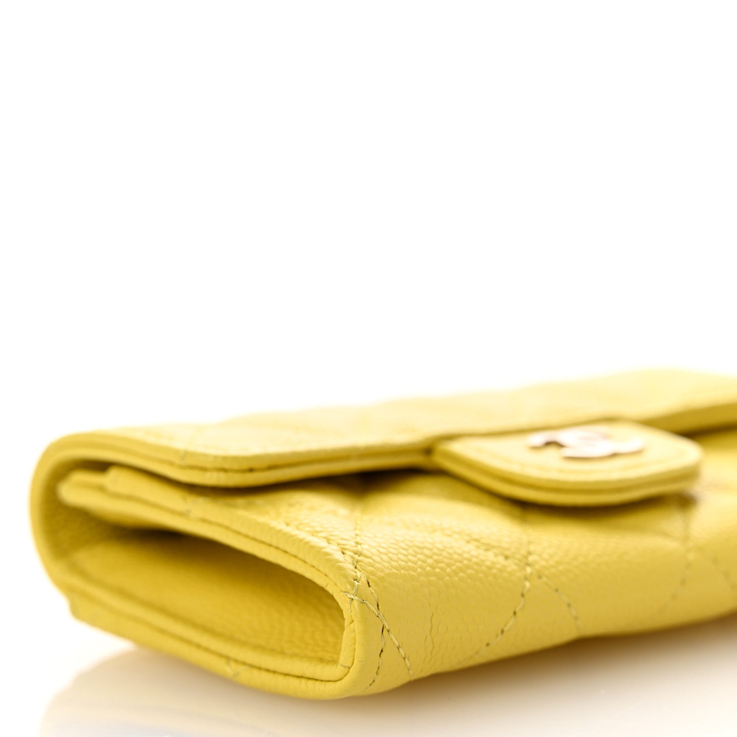 Chanel Caviar Quilted Flap Card Holder Wallet Yellow 11 of 12