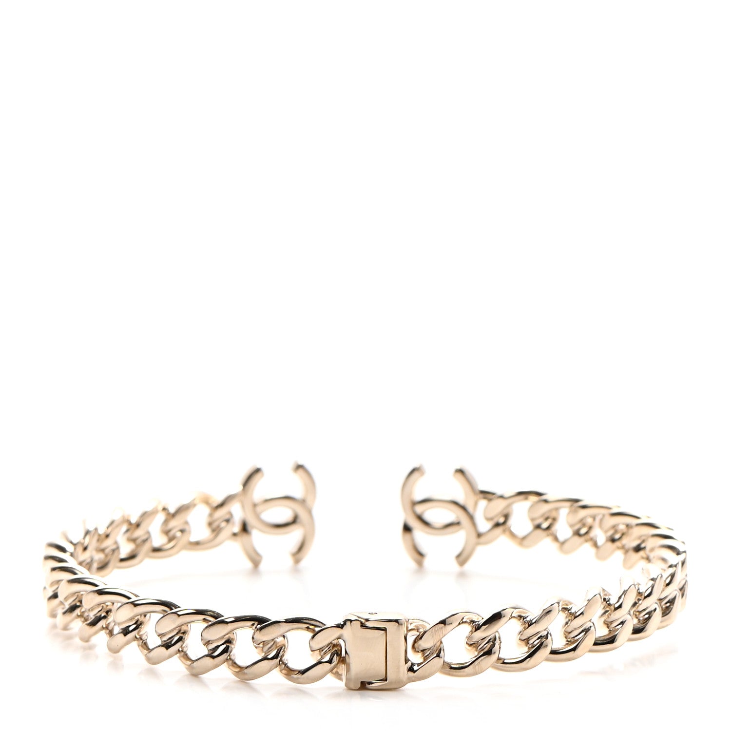 Chanel Metal CC Chain Link Choker Necklace M Gold 3 of 5