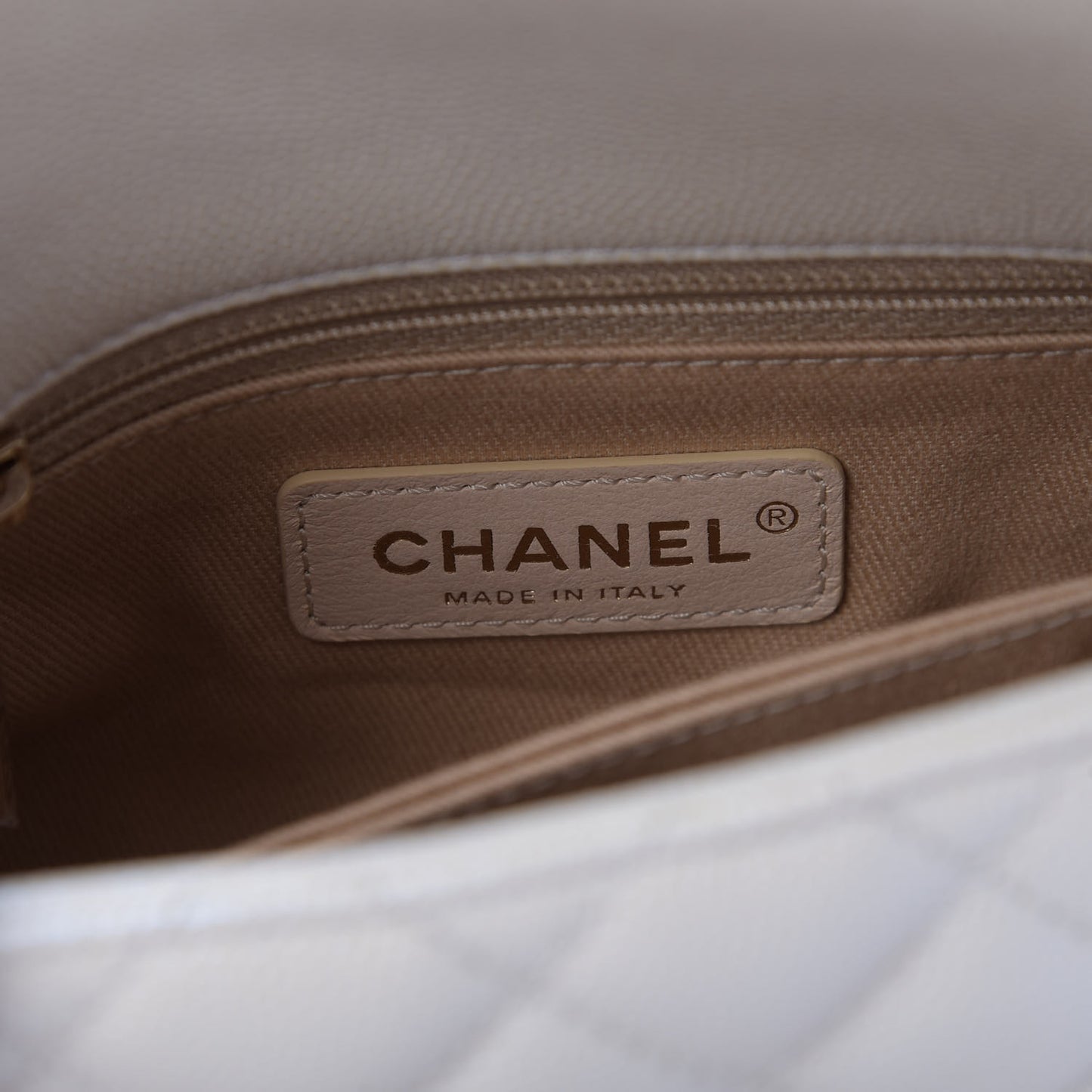 Iridescent Caviar Quilted Extra Mini Coco Handle Flap White