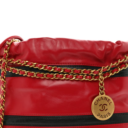 Chanel Shiny Calfskin Striped Mini Chanel 22 Red Black 5 of 10