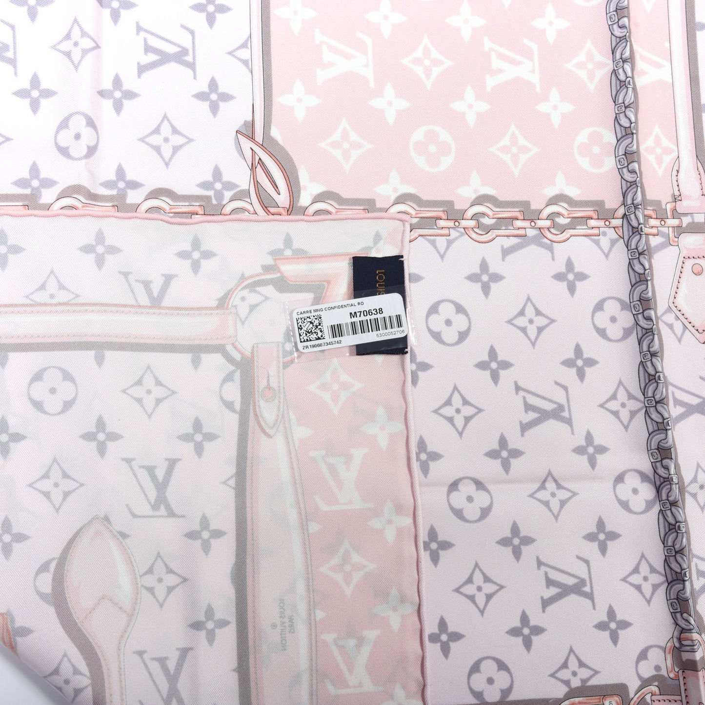 Silk Monogram Confidential Square Scarf Light Pink