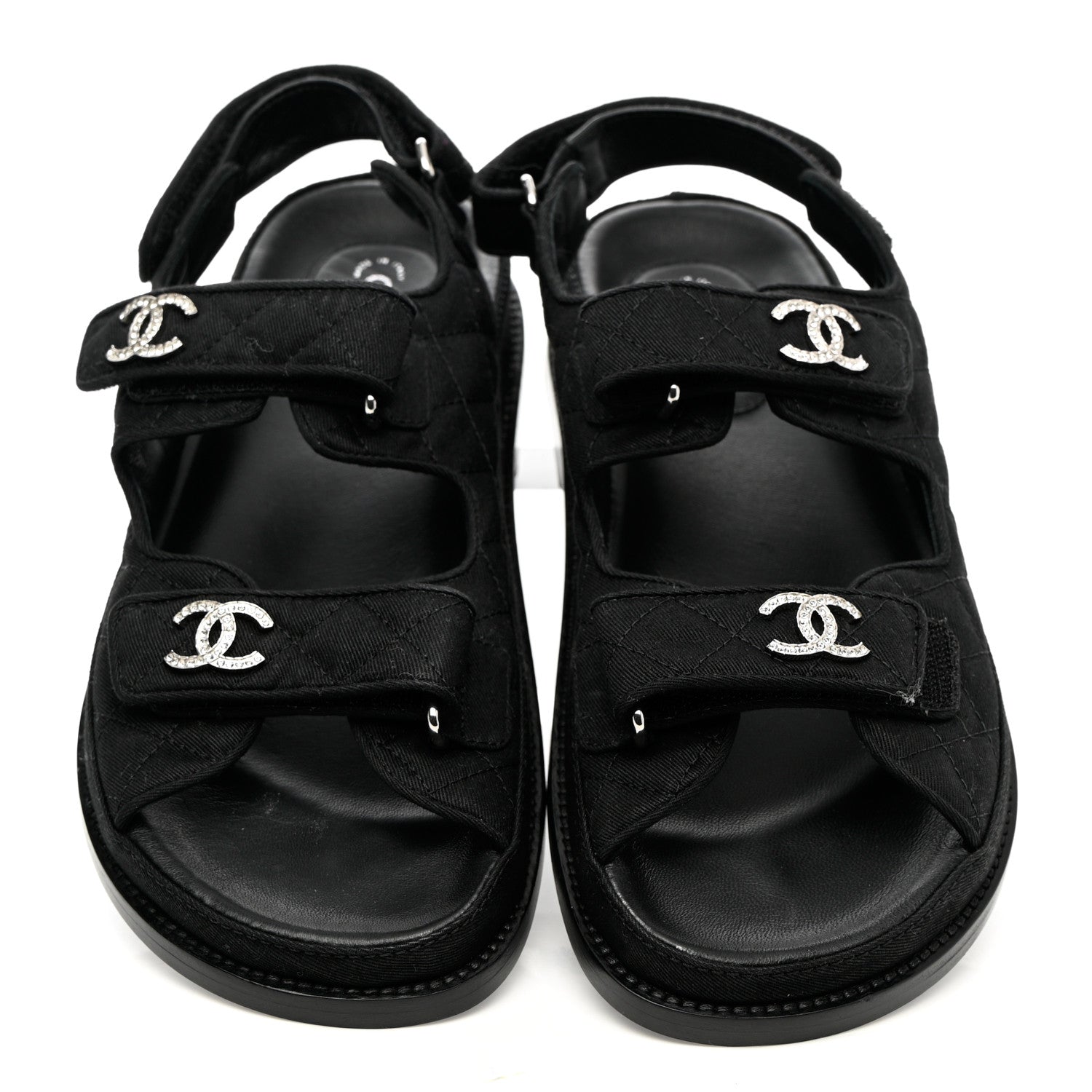 Chanel Mixed Fibers Velcro Dad Sandals 39 Black 5 of 12