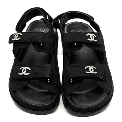 Chanel Mixed Fibers Velcro Dad Sandals 39 Black 5 of 12